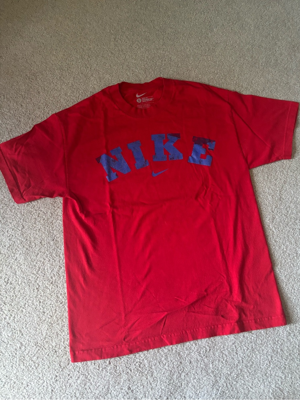 Nike Red Crewneck Tee with White Logo